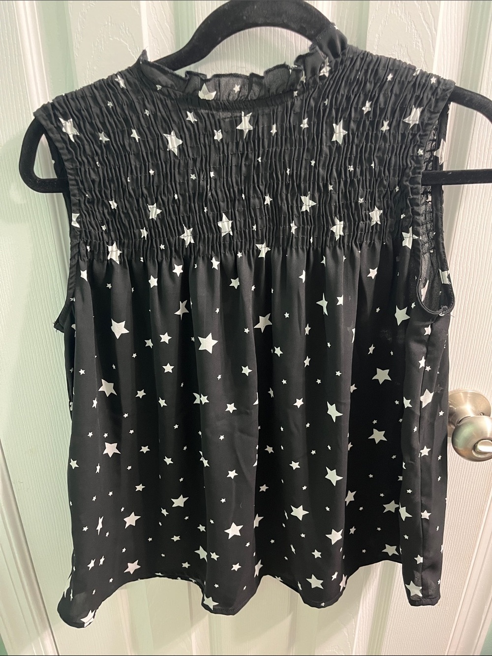 Live 4 Truth Black Star Print Smocked Yoke Sleeveless Tank